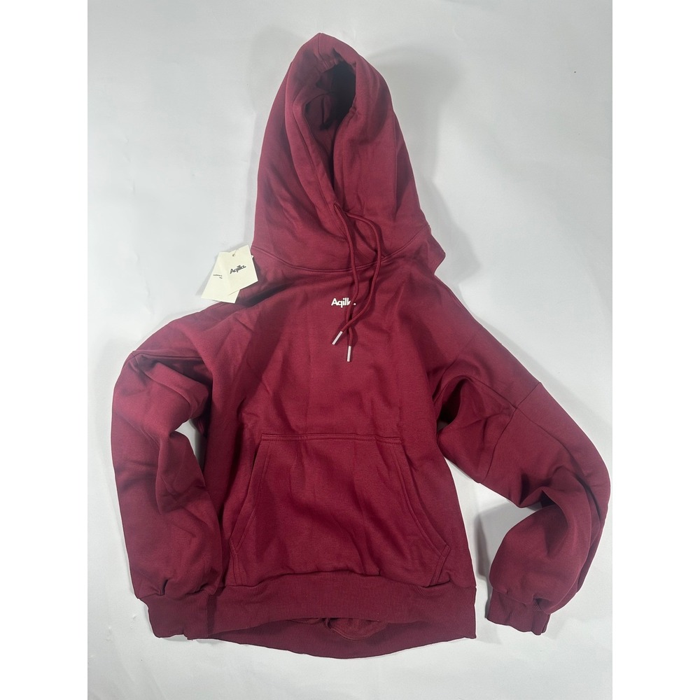 Aqilla Flex Hoodie Wine Cold Shoulder Open Back Sweatshirt XS/S New MSRP $128 - Picture 5 of 8